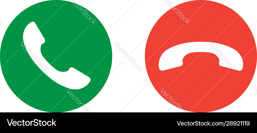Call answer and reject buttons on white isolated Call answer and reject buttons on white isolated vector image