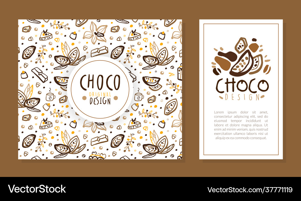 Choco card template original design sweet Choco card template original design sweet vector image