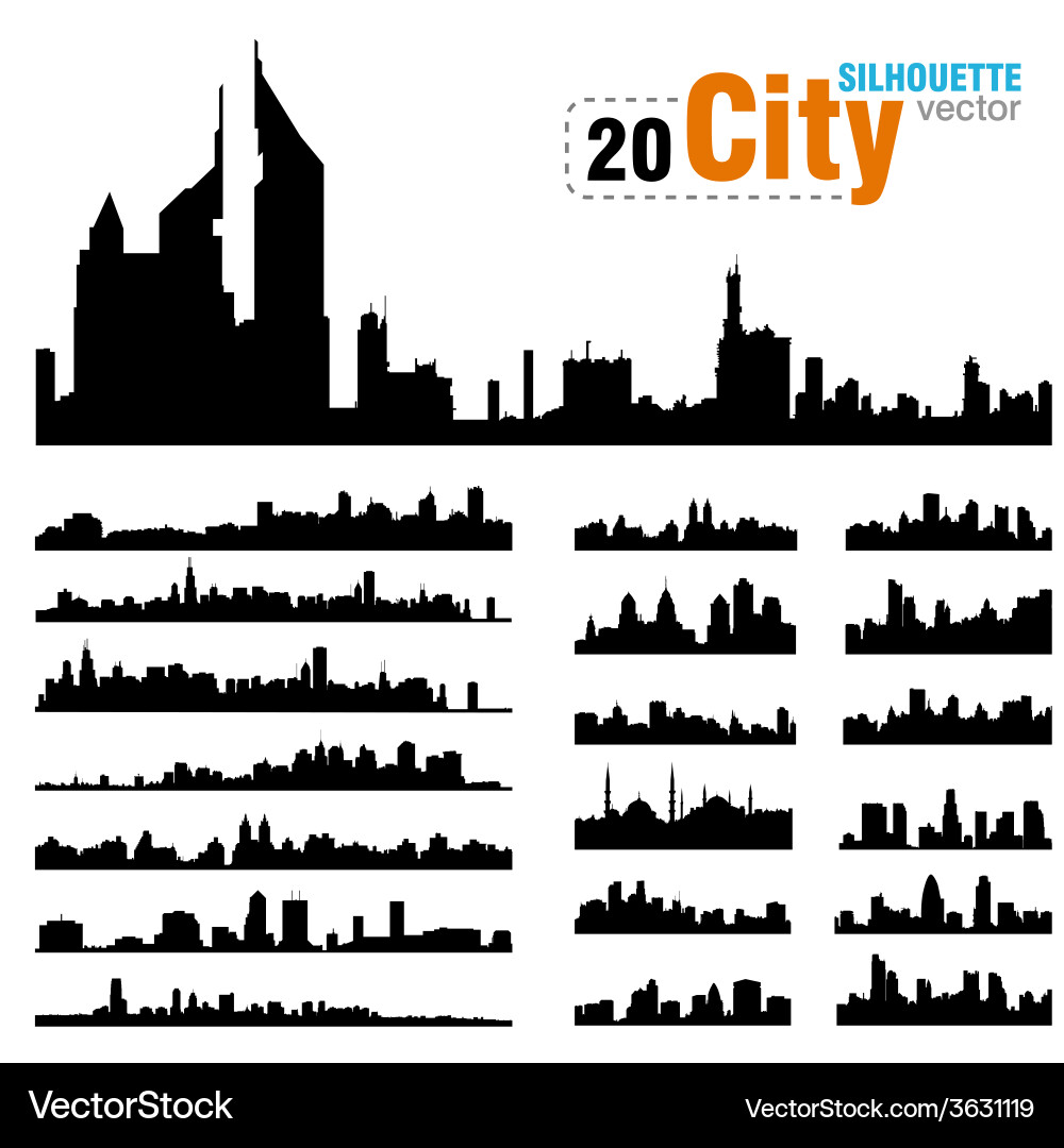 City Skyline Silhouettes Vector Image