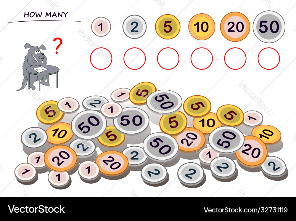 Counting Coins Logic Puzzle vector image