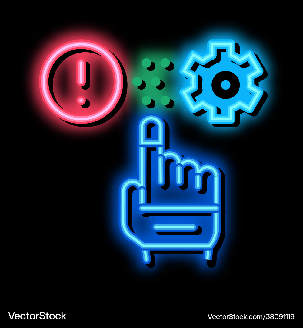 Error in automated settings neon glow icon Error in automated settings neon glow icon vector image