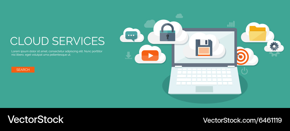 Flat cloud computing vector image