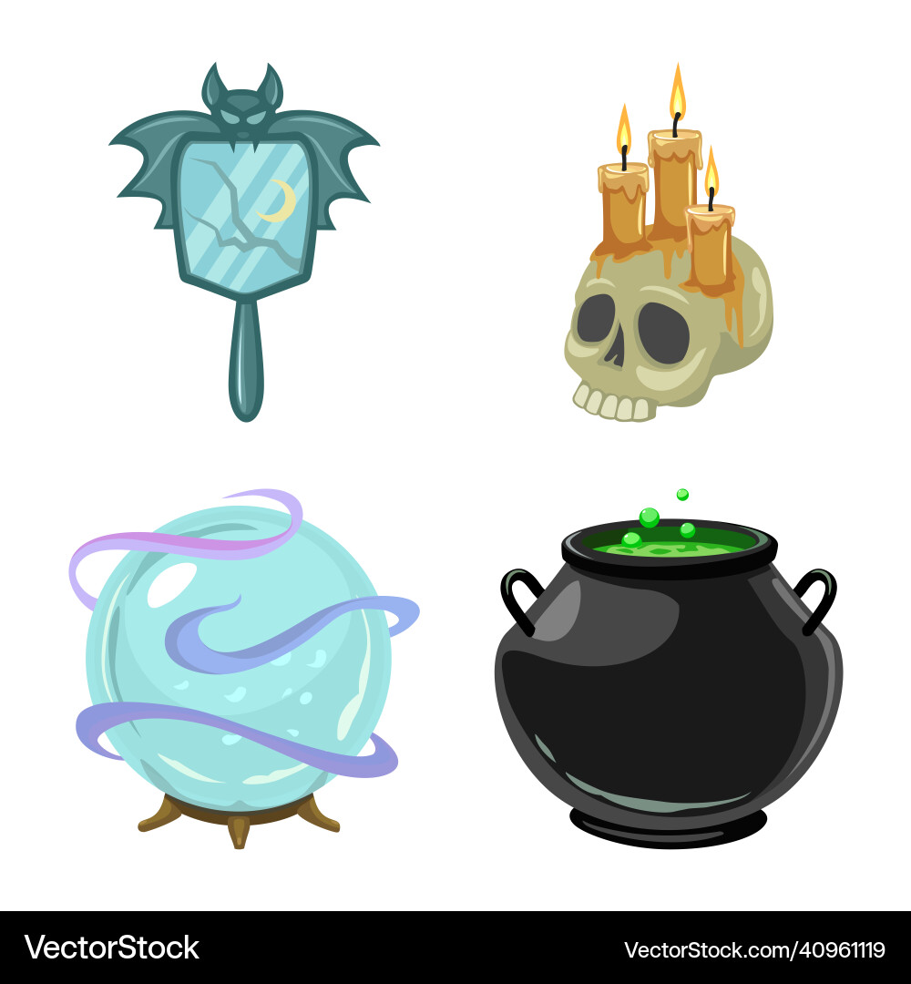 Isolated object of witchcraft and magic icon set Isolated object of witchcraft and magic icon set vector image