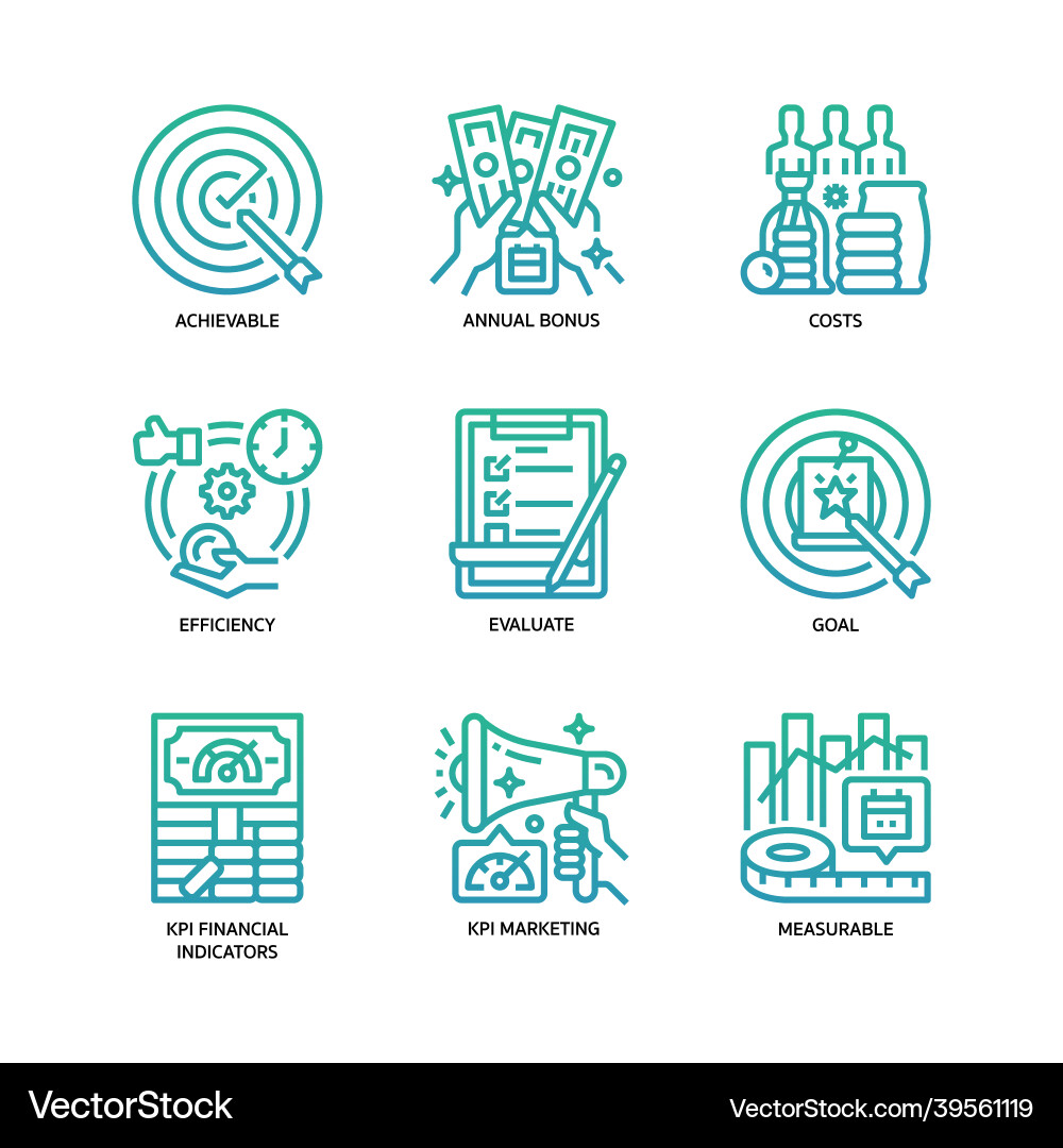 Key performance indicators icons set vector image