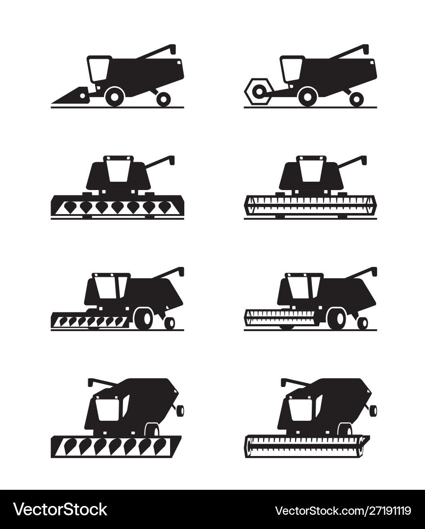 Multiple Views of a Combine Harvester Vector Image