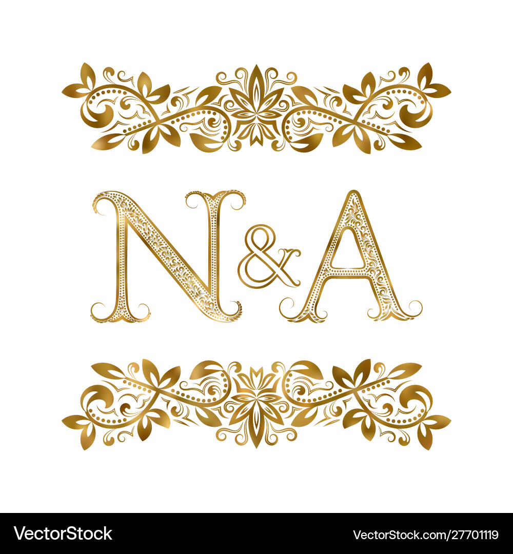 N and a vintage initials logo symbol letters N and a vintage initials logo symbol letters vector image