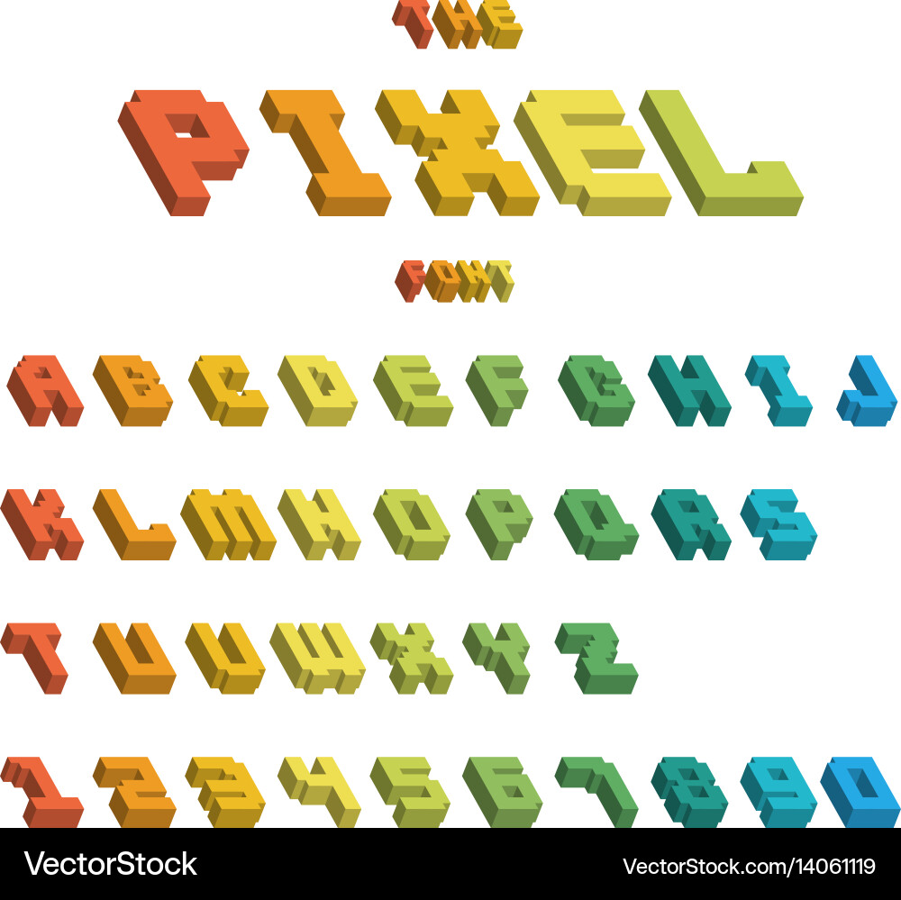 Pixel retro font video computer game design 8 bit Vector Image