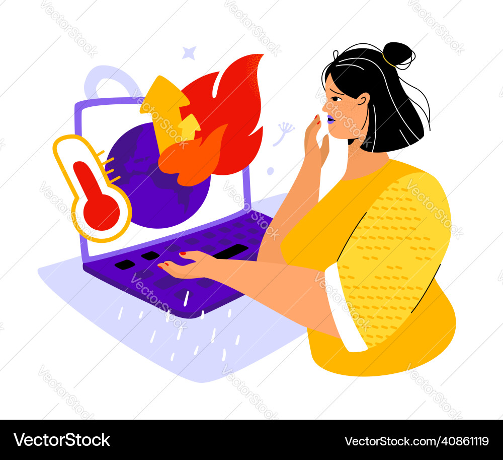 Problem of global warming - colorful flat Problem of global warming - colorful flat vector image