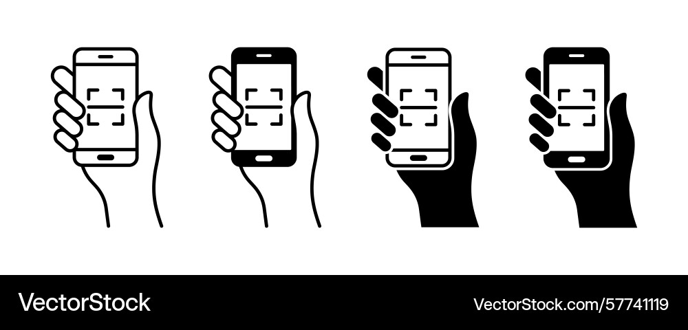 Qr code scanning in smartphone screen signs Qr code scanning in smartphone screen signs vector image