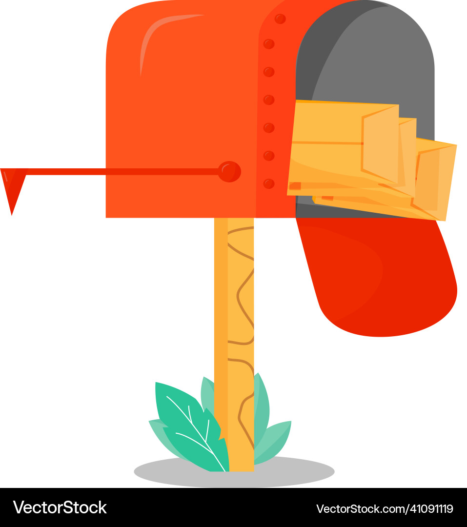 Red mail box flat color object Red mail box flat color object vector image