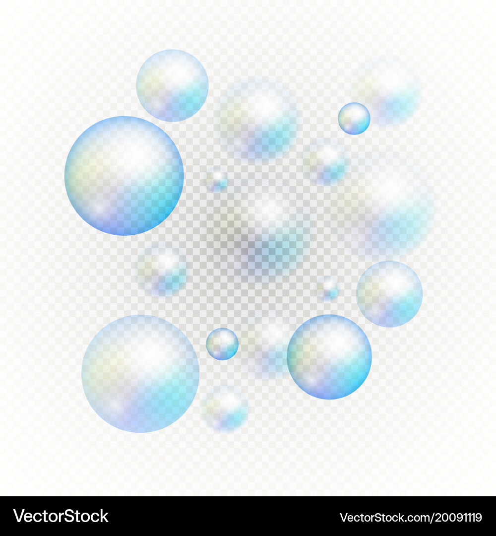 Set of multicolored transparent soap bubbles vector image