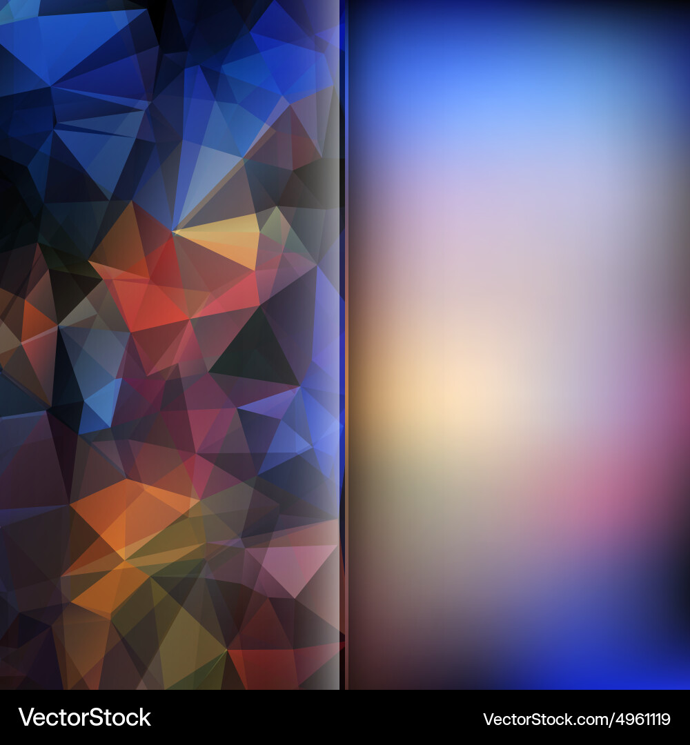 Set of polygon triangles and blurred backgrounds vector image