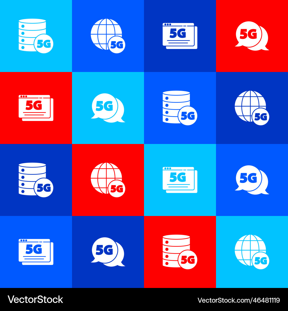 Set server 5g network and icon Set server 5g network and icon vector image