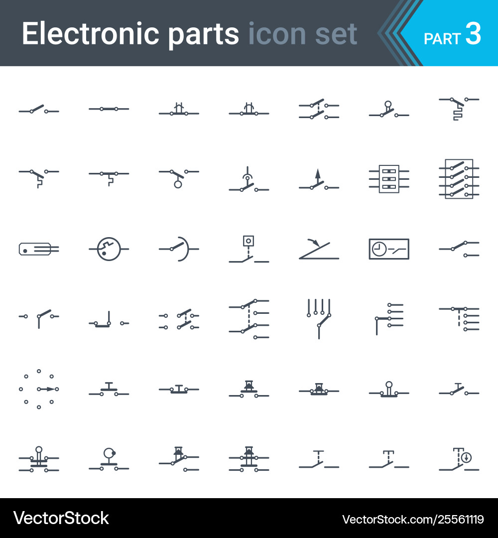 Switches pushbuttons and circuit Switches pushbuttons and circuit vector image