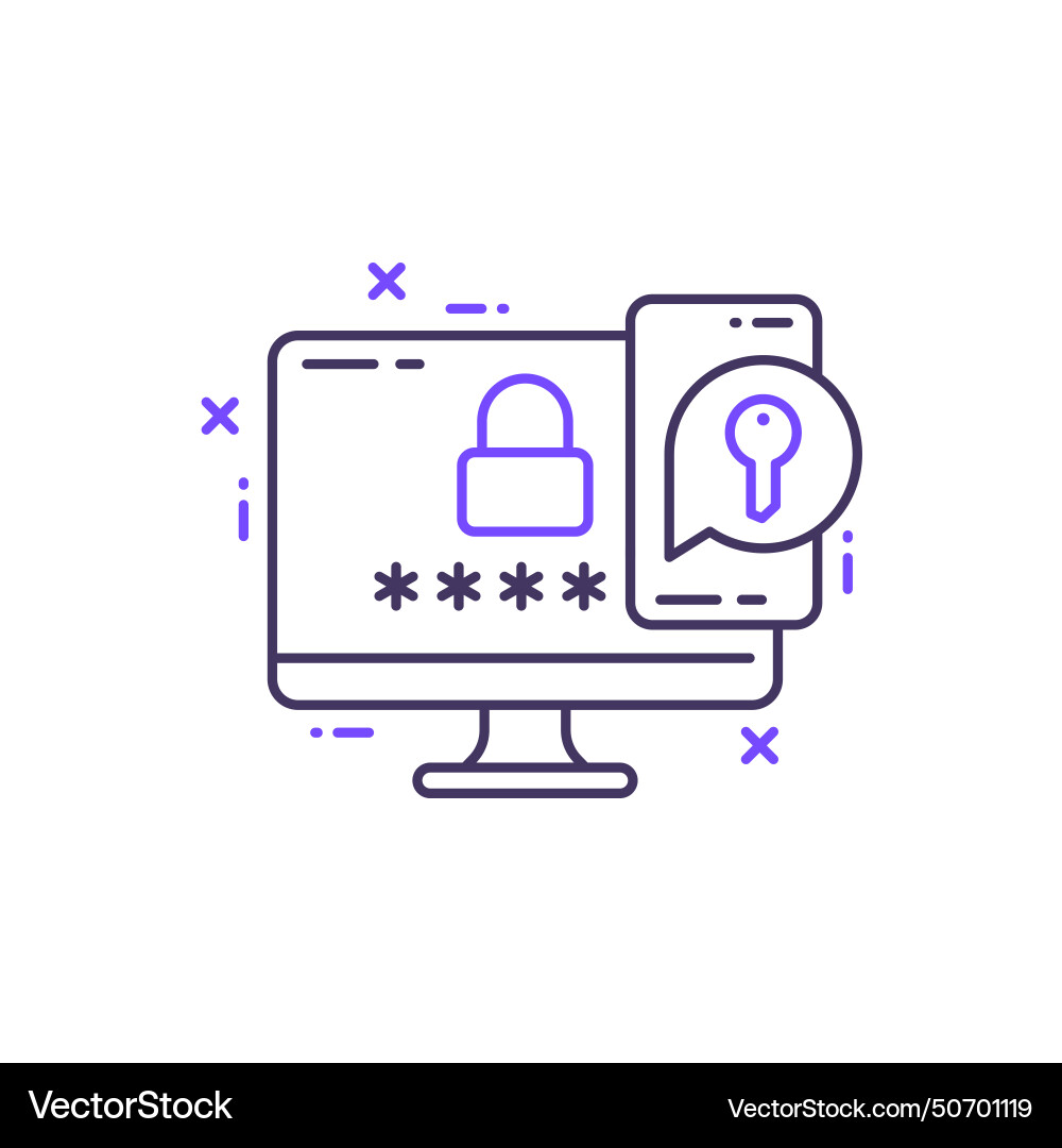 Two factor authentication line icon Vector Image