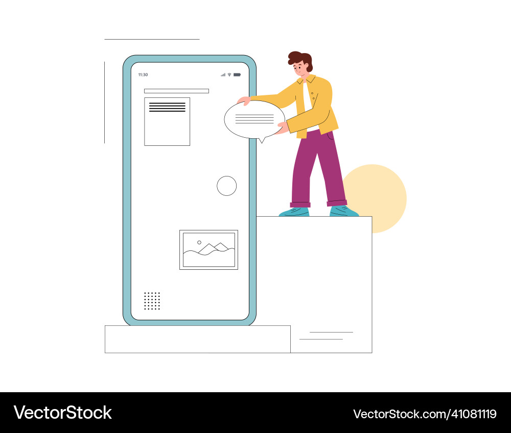 Ui and ux designer develops app framework flat Ui and ux designer develops app framework flat vector image