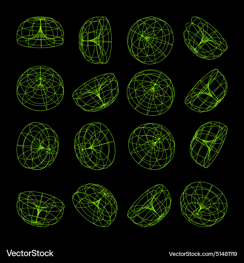 Wireframe lined shapes perspective mesh 3d grid Vector Image