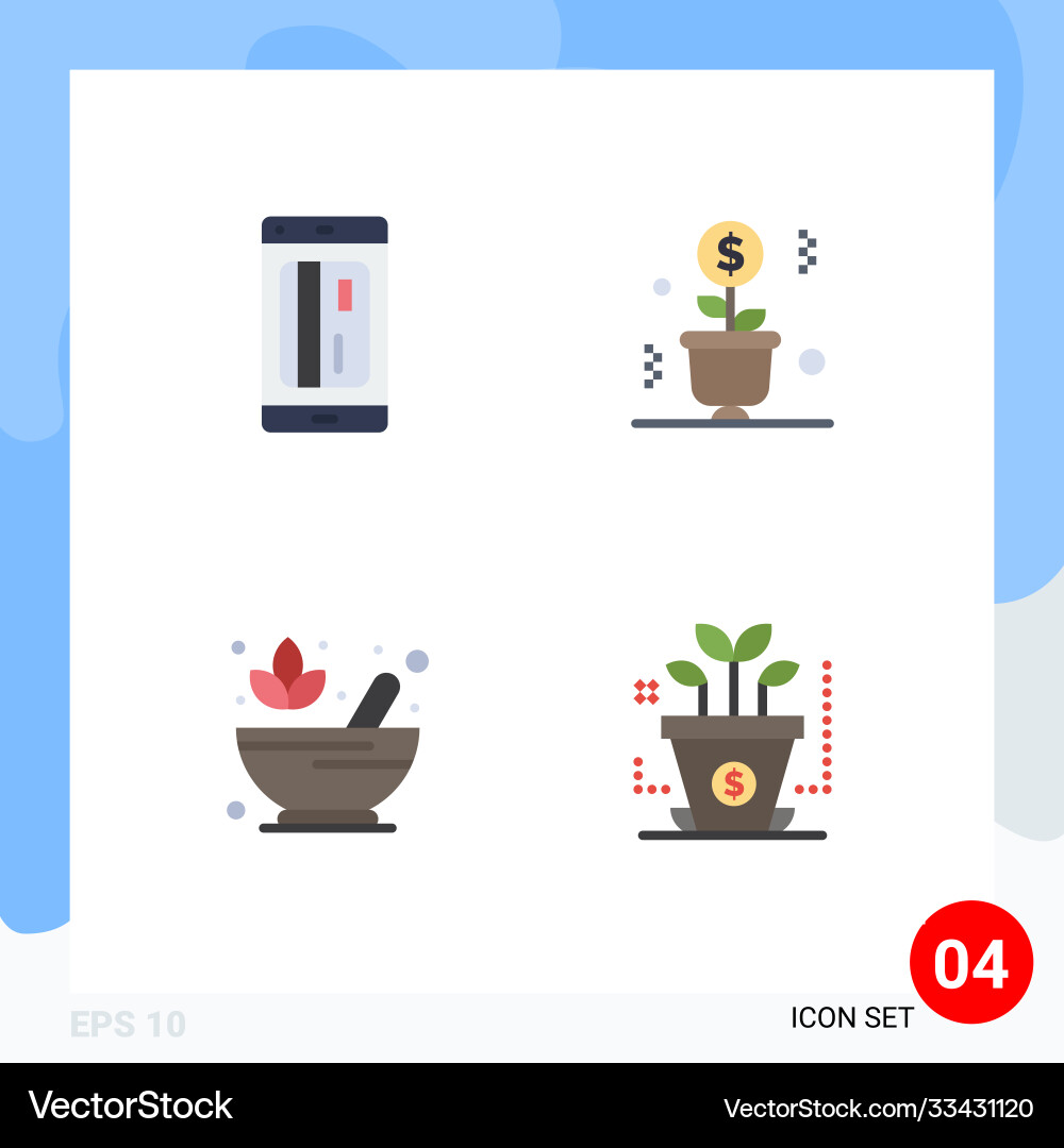 4 universal flat icons set for web and mobile Vector Image