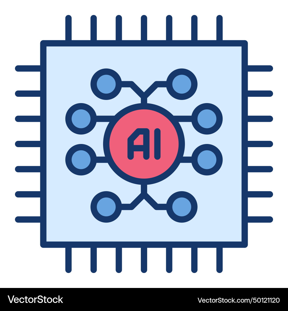 Computer chip with ai brain artificial Computer chip with ai brain artificial Vector Image