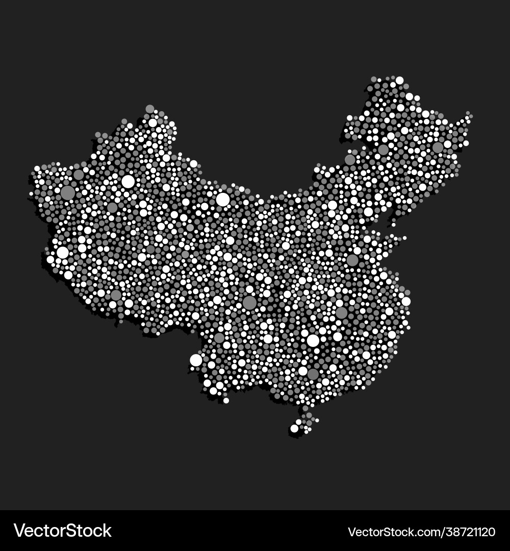Creative map china from random white dots Creative map china from random white dots vector image
