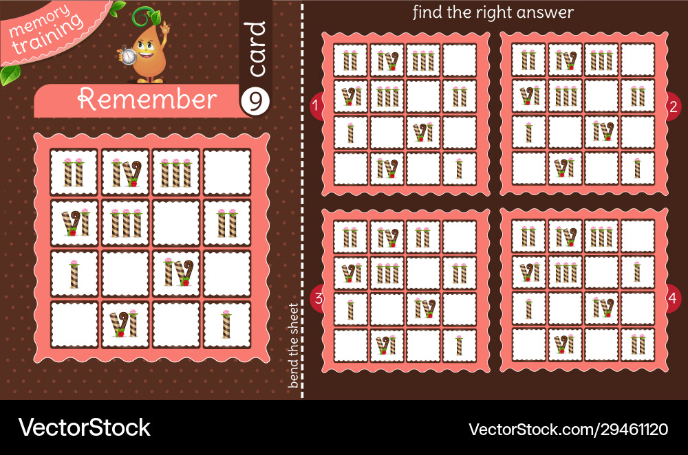 Find numbers right answer memory Find numbers right answer memory vector image