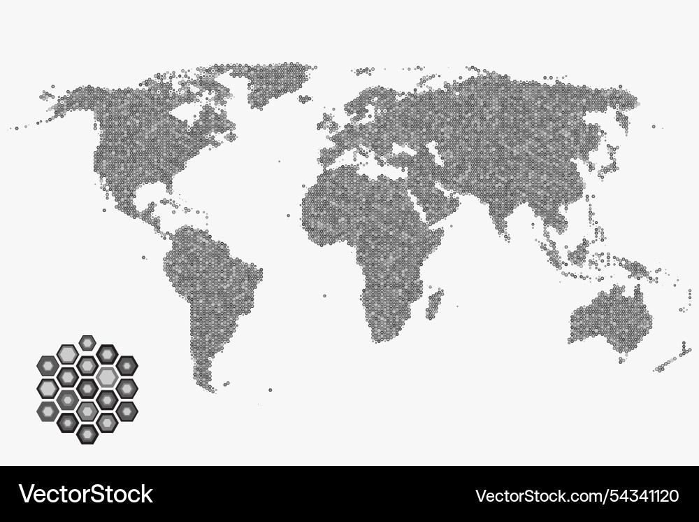 Flat earth world map with hexagonal dots Vector Image