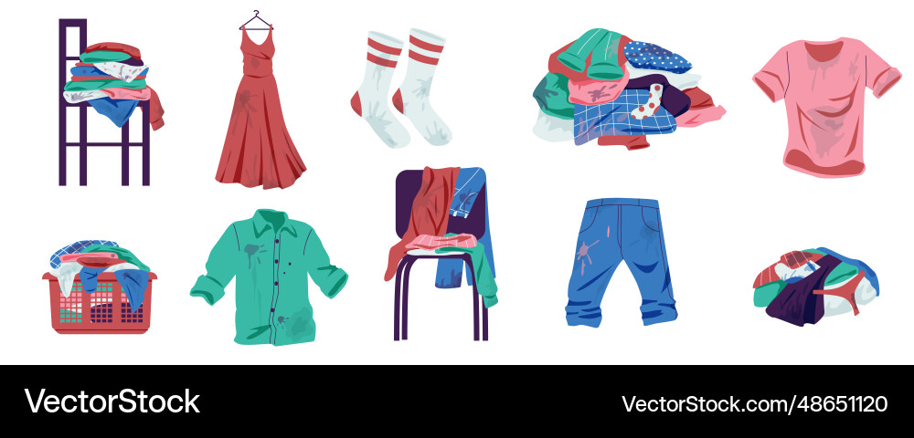 Messy Laundry Pile - Dirty Clothes Vector Image