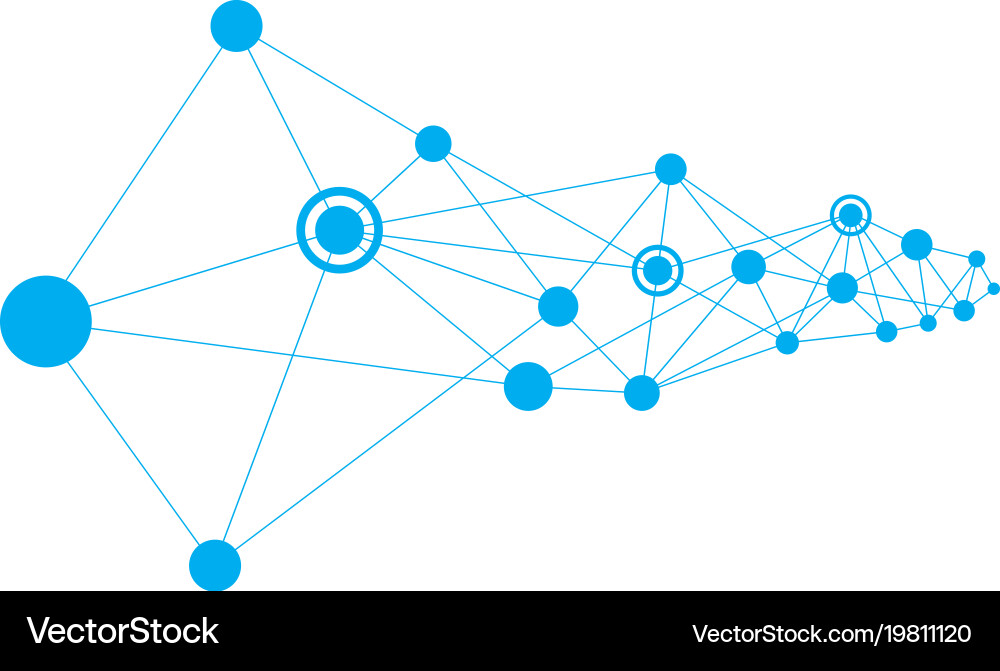 Polygonal space background with connecting dots Vector Image