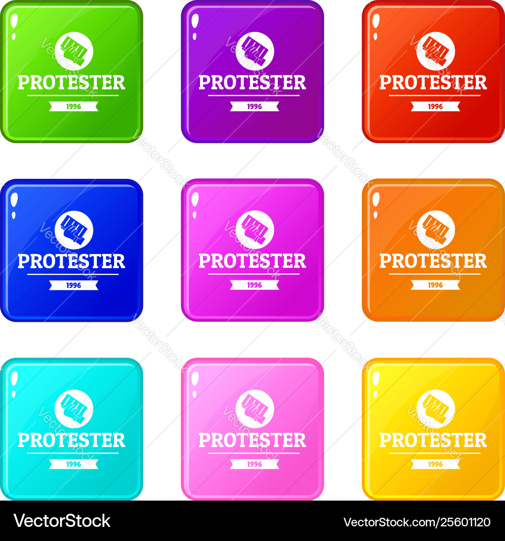 Protester leaflet icons set 9 color collection Protester leaflet icons set 9 color collection vector image