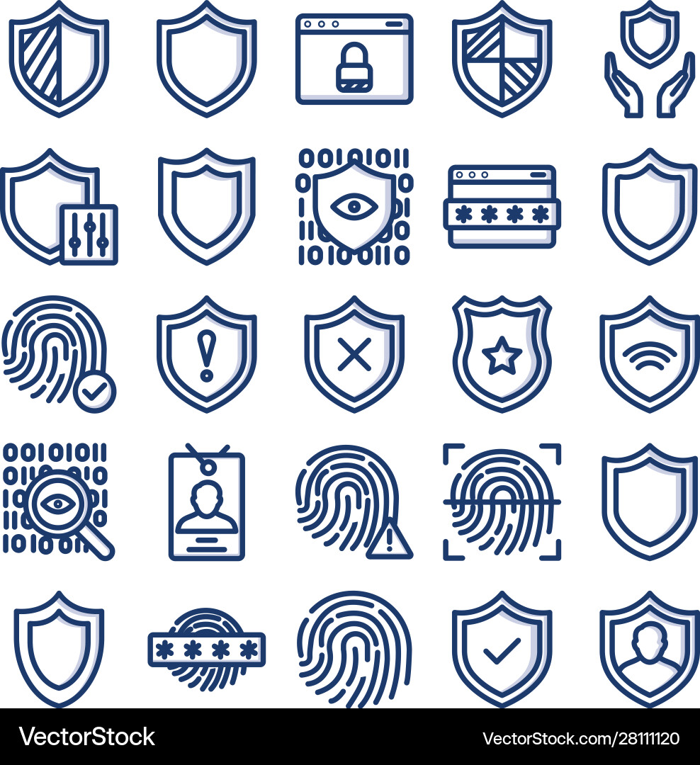 Security isolated icons set every single c Vector Image