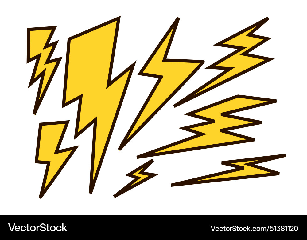 Set lightning bolt thunderbolt flat style thunder – Royalty-Free Vector ...
