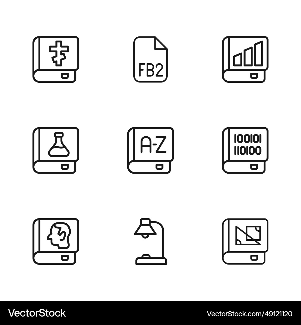 Set line table lamp books about programming Set line table lamp books about programming vector image