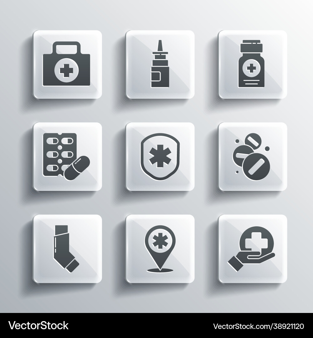 Set map pointer with cross hospital medical Vector Image