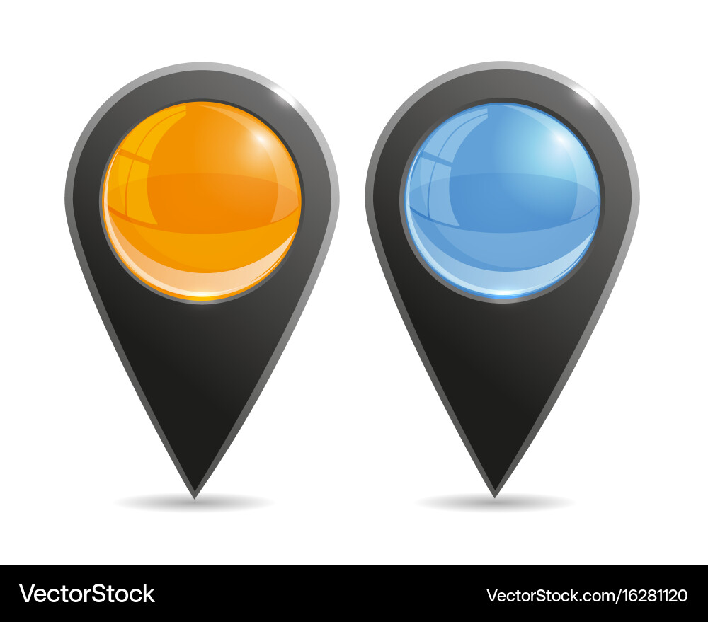 Set of round 3d map pointers vector image