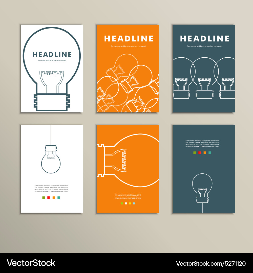Six line patterns brochures with lights Vector Image