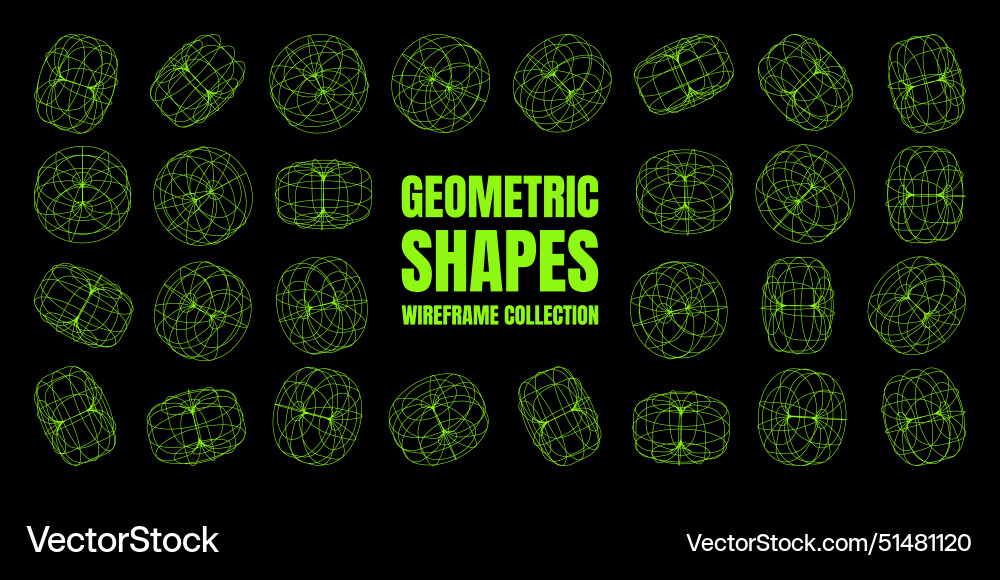 Wireframe lined shapes perspective mesh 3d grid Wireframe lined shapes perspective mesh 3d grid vector image