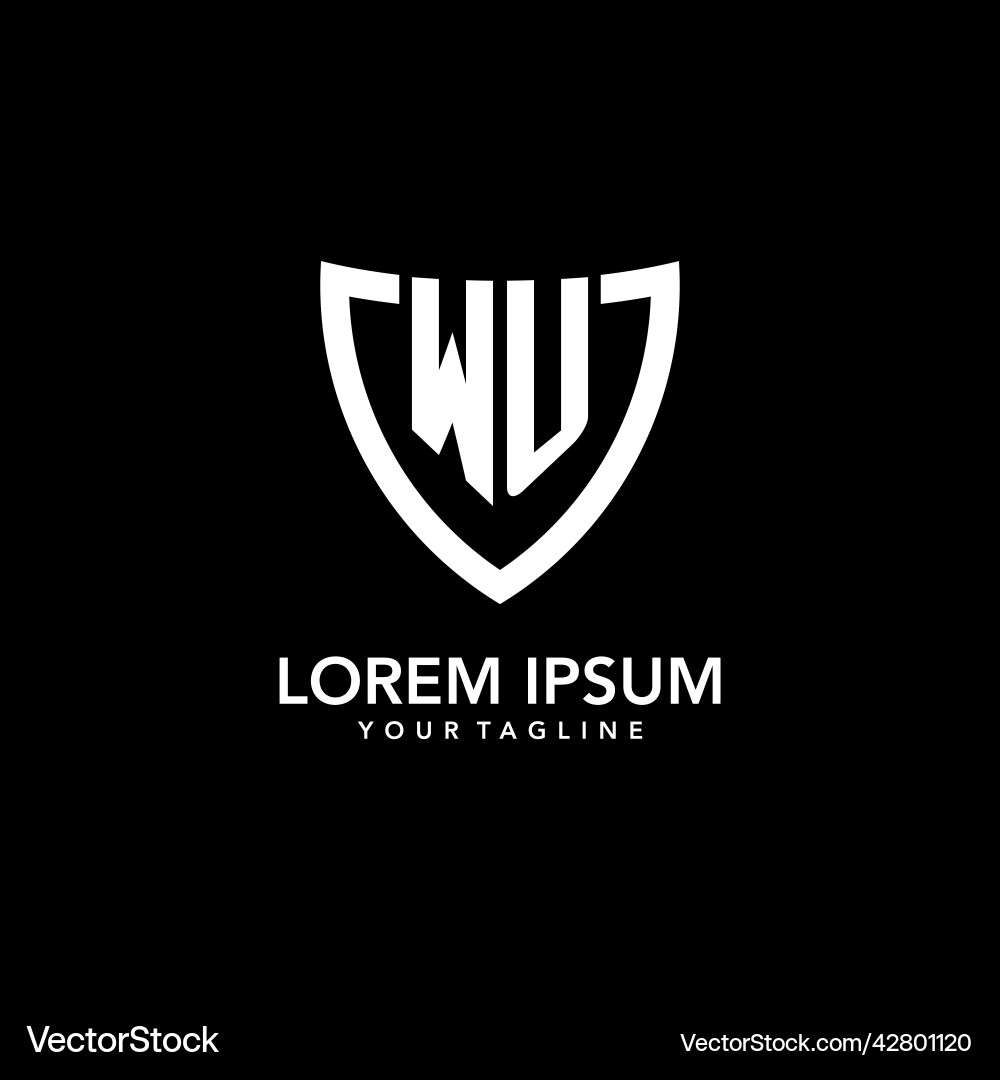Wu monogram initial logo with clean modern shield Vector Image