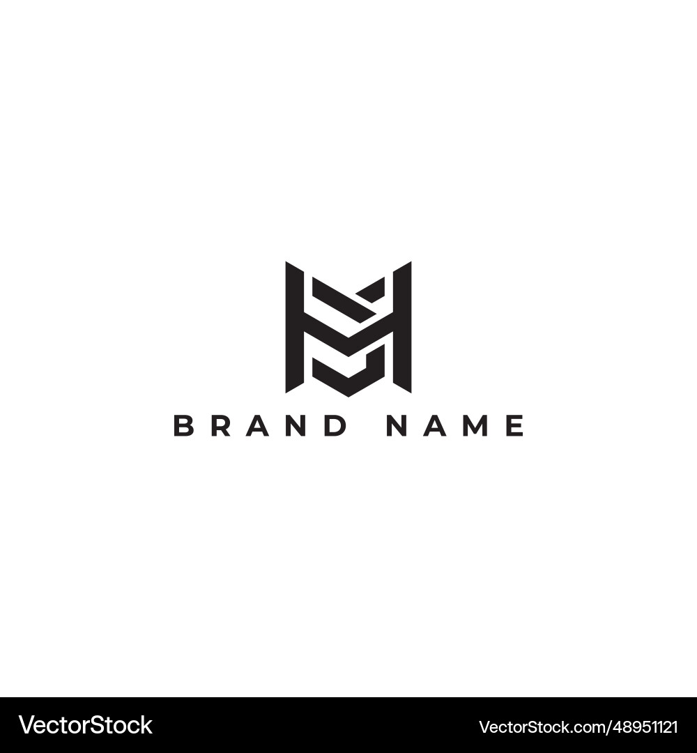 Abstract initial letter h and b monogram square Vector Image