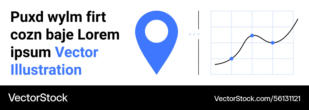 Blue location pin with a line graph showing data Blue location pin with a line graph showing data vector image