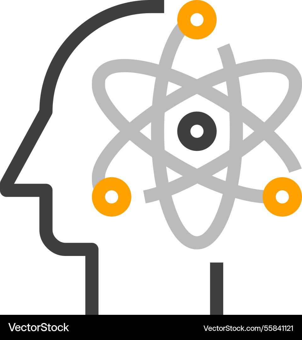 Brain power flat line web icon concept Royalty Free Vector
