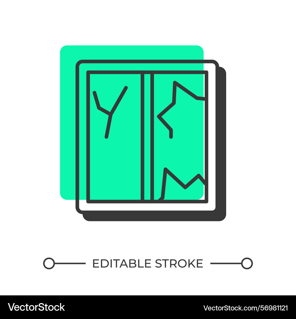 Broken window offset shadow line icon Broken window offset shadow line icon Vector Image