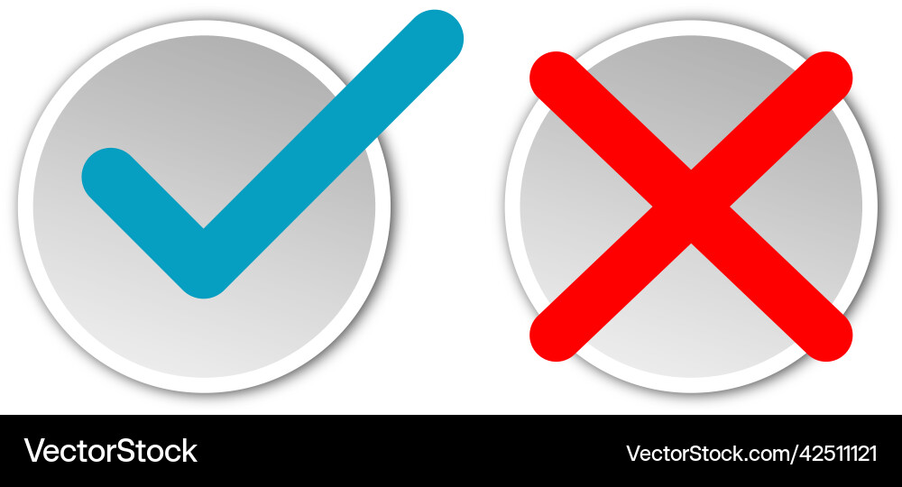 Check box correct and incorrect wrong texture mark Check box correct and incorrect wrong texture mark vector image