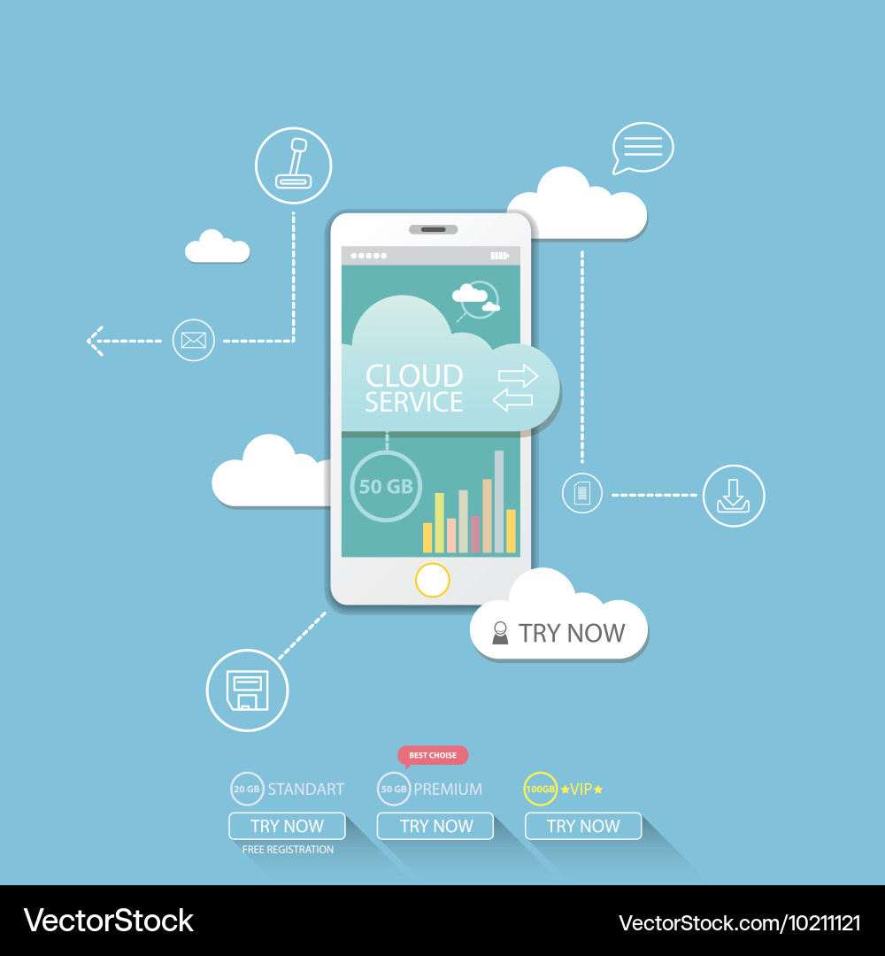 Cloud services mobile flat web infographic Vector Image
