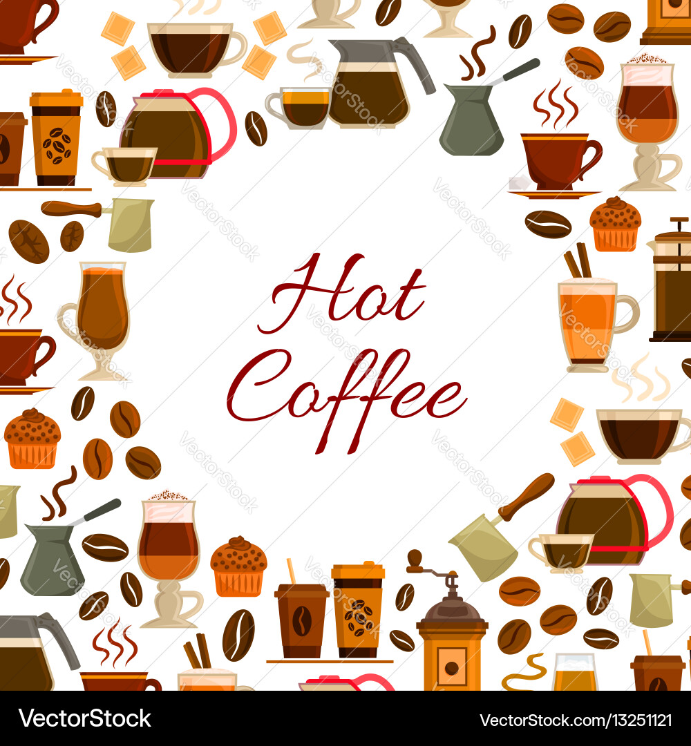Coffee cafe or cafeteria poster – Royalty-Free Vector | VectorStock, image size:1000x1080