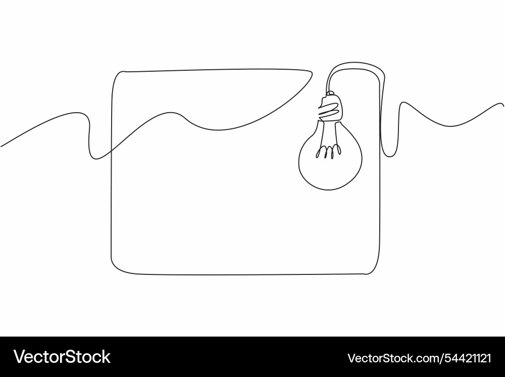 Continuous Line Rectangle with Lightbulb vector image