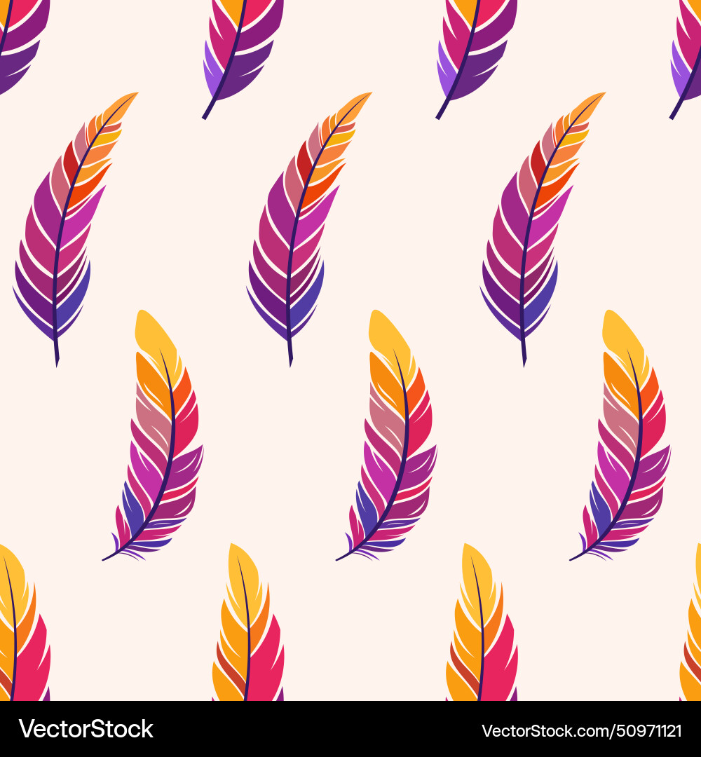 Feathers seamless color pattern yellow red Feathers seamless color pattern yellow red vector image