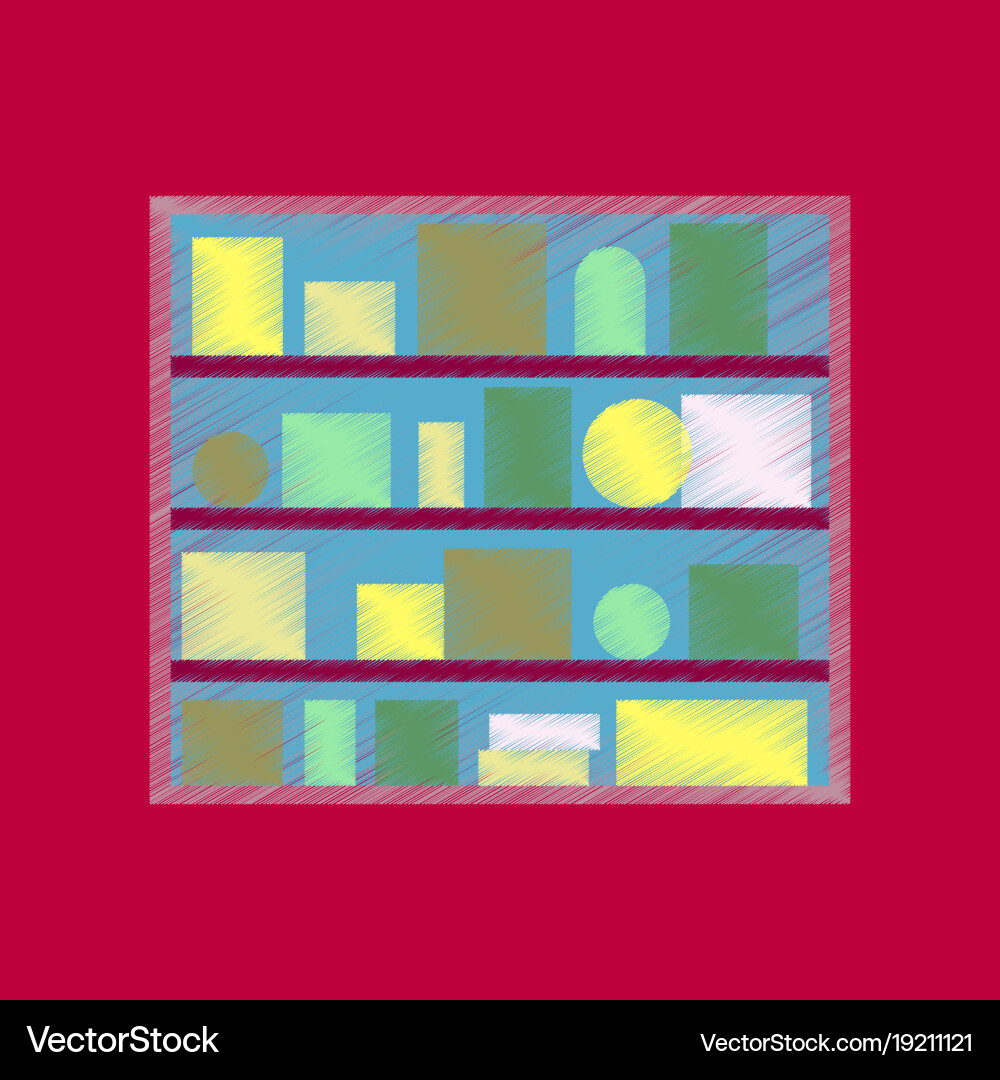 Flat shading style icon bookshelf Vector Image