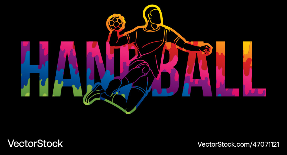 Handball sport text design cartoon graphic Vector Image