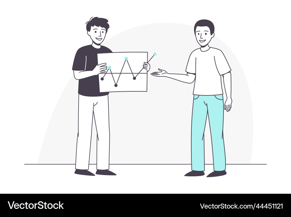 Man business character with graph presentation Man business character with graph presentation Vector Image