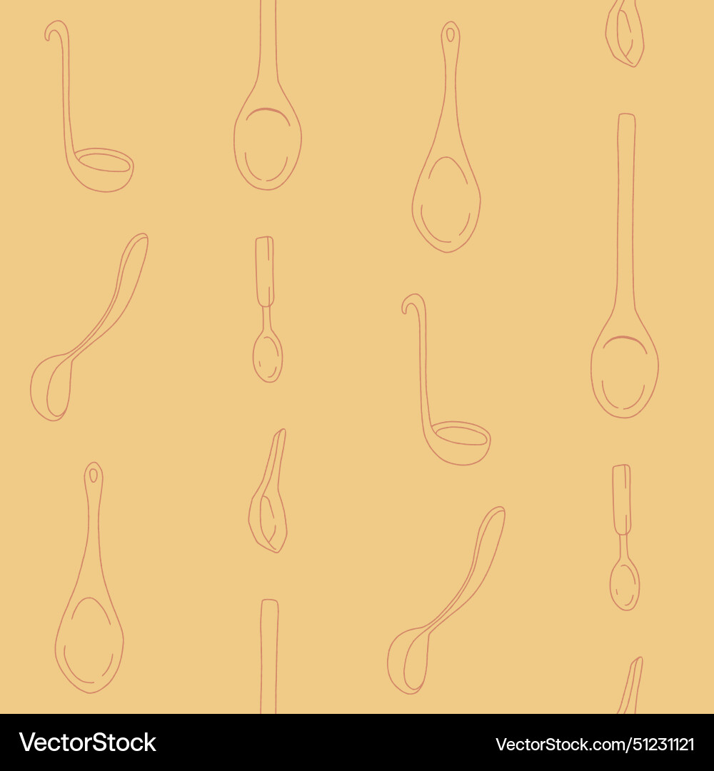 Outline collection of spoon seamless pattern Outline collection of spoon seamless pattern vector image